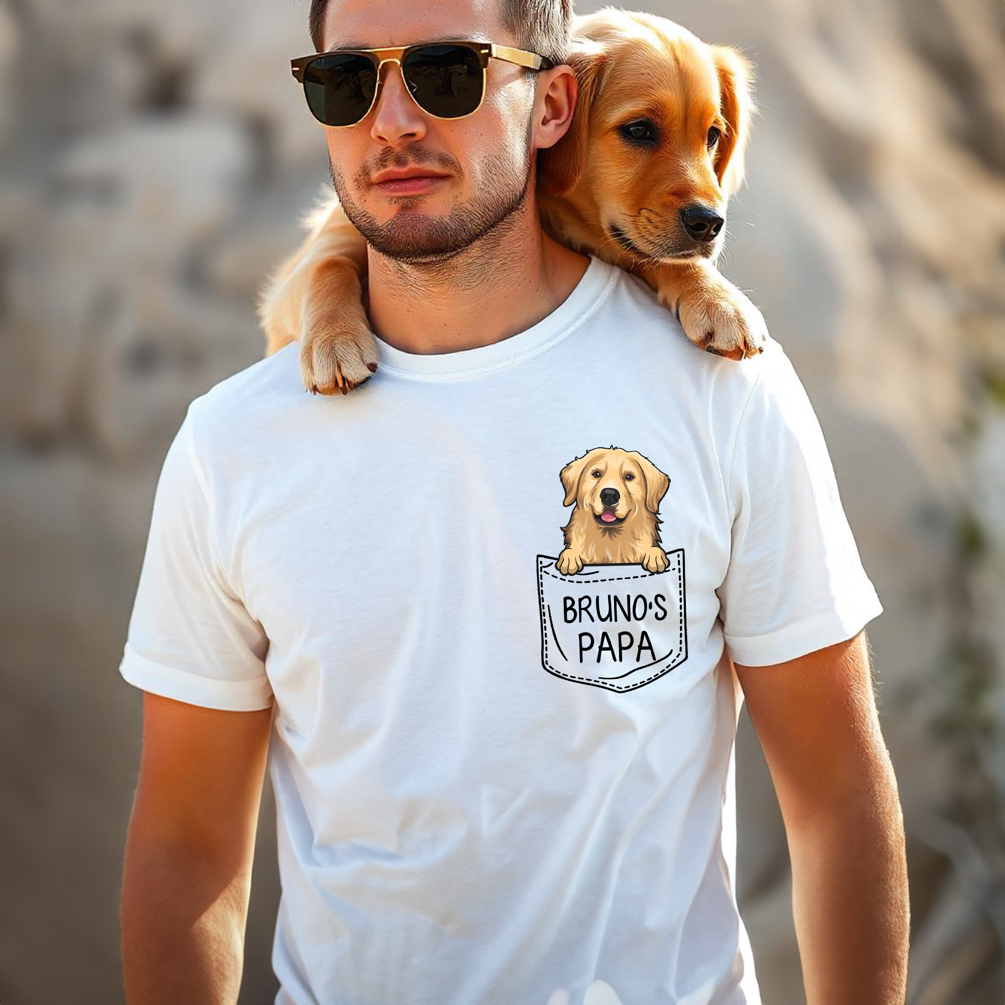 Taschenhund-Mama/Papa-Shirt - Personalisiertes Unisex-T-Shirt - Weihnachtsgeschenk für Hundeliebhaber