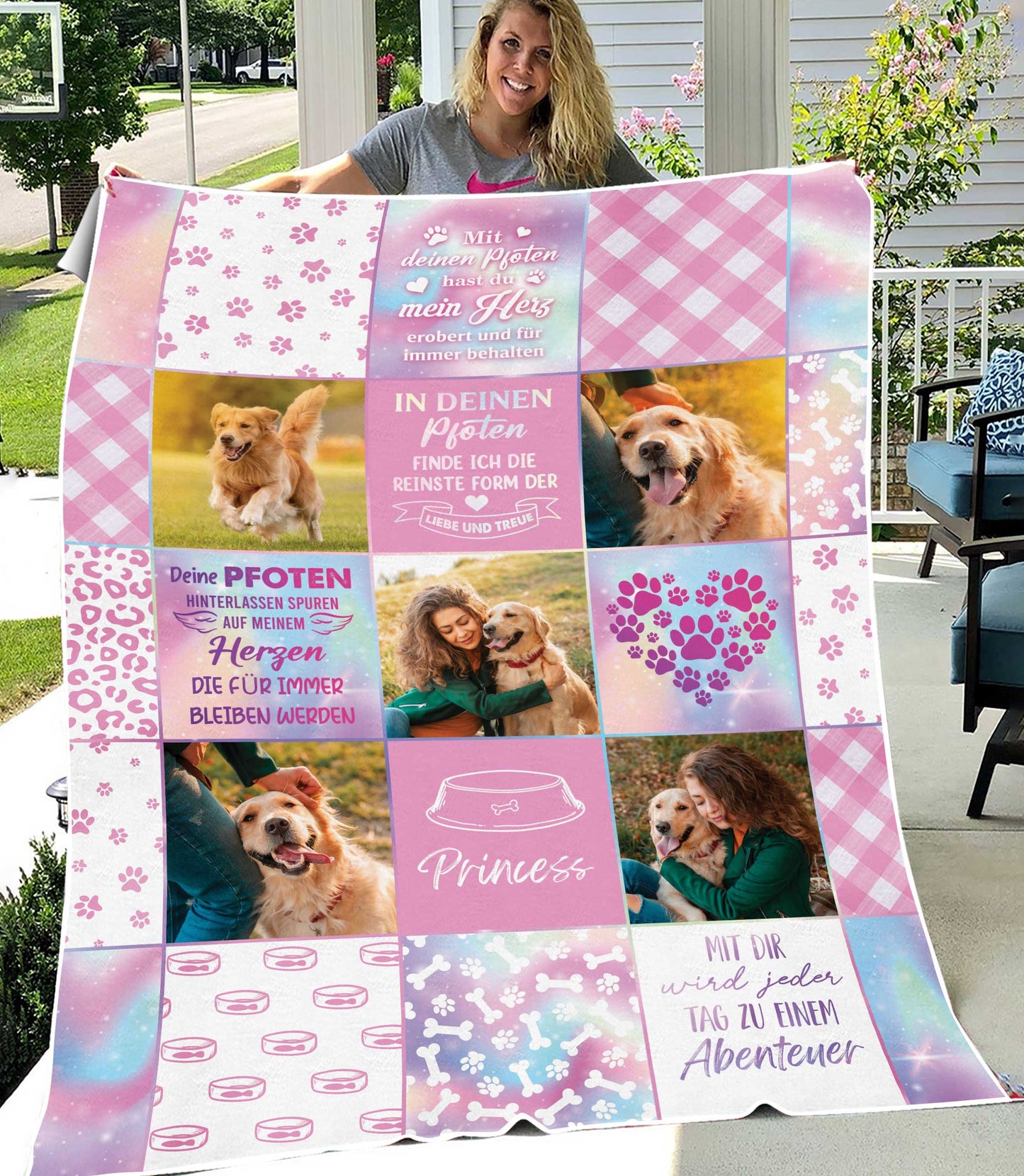 Personalisierte Haustier Hund Katze Decke mit Fotos und Namen - Decke für Tierliebhaber
