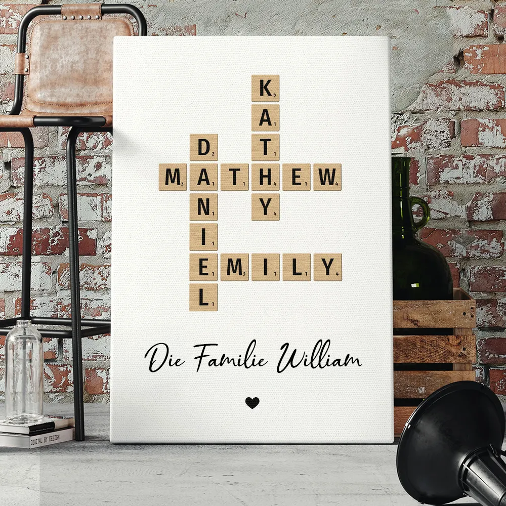 Familien-Kreuzworträtsel-Kunst - Personalisiertes Poster und Leinwand