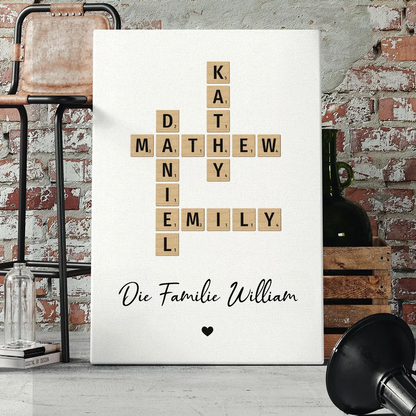 Familien-Kreuzworträtsel-Kunst - Personalisiertes Poster und Leinwand