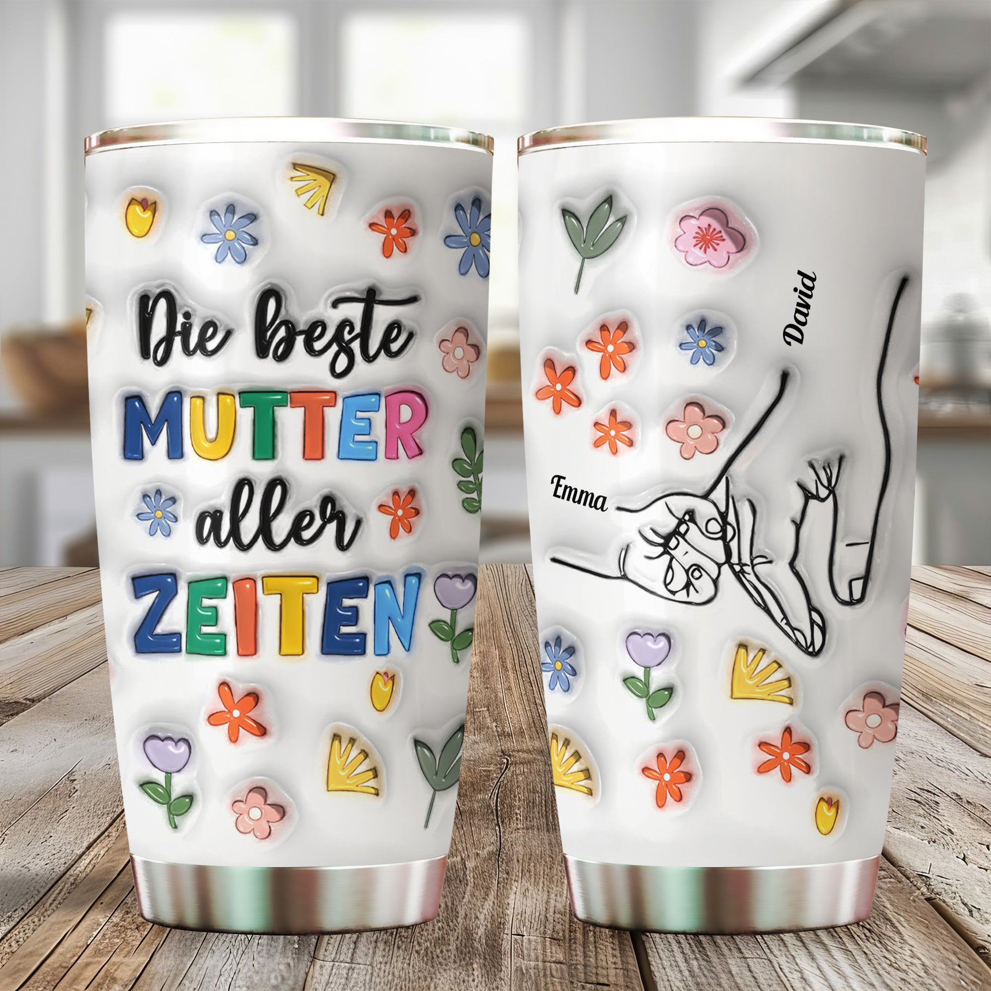 Die beste Mutter aller Zeiten - Personalisierter 3D-Effekt Tumbler - Personalisierter 20oz Tumbler