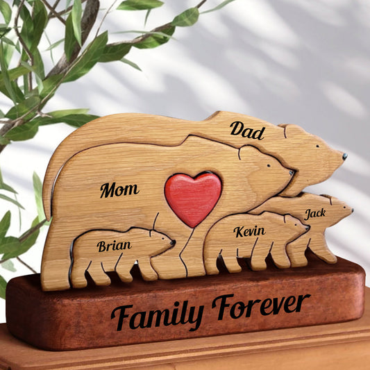 Familien Puzzle Wanderbären –  Bär Holzpuzzle Geschenke für Familie – Holztiere Puzzle