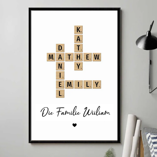 Familien-Kreuzworträtsel-Kunst - Personalisiertes Poster und Leinwand