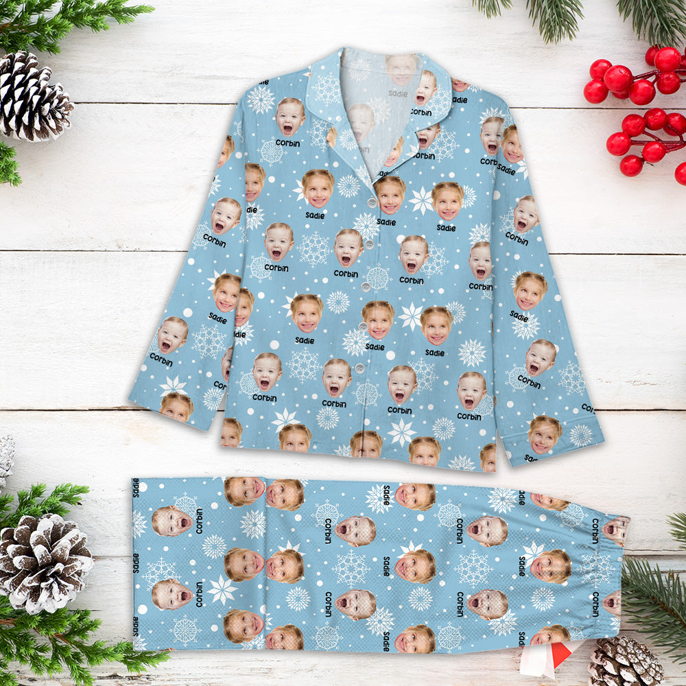 Personalisierte Foto-Name-Pyjama-Set - Weihnachtspyjama-Schlafshirt - Matching Pyjamas