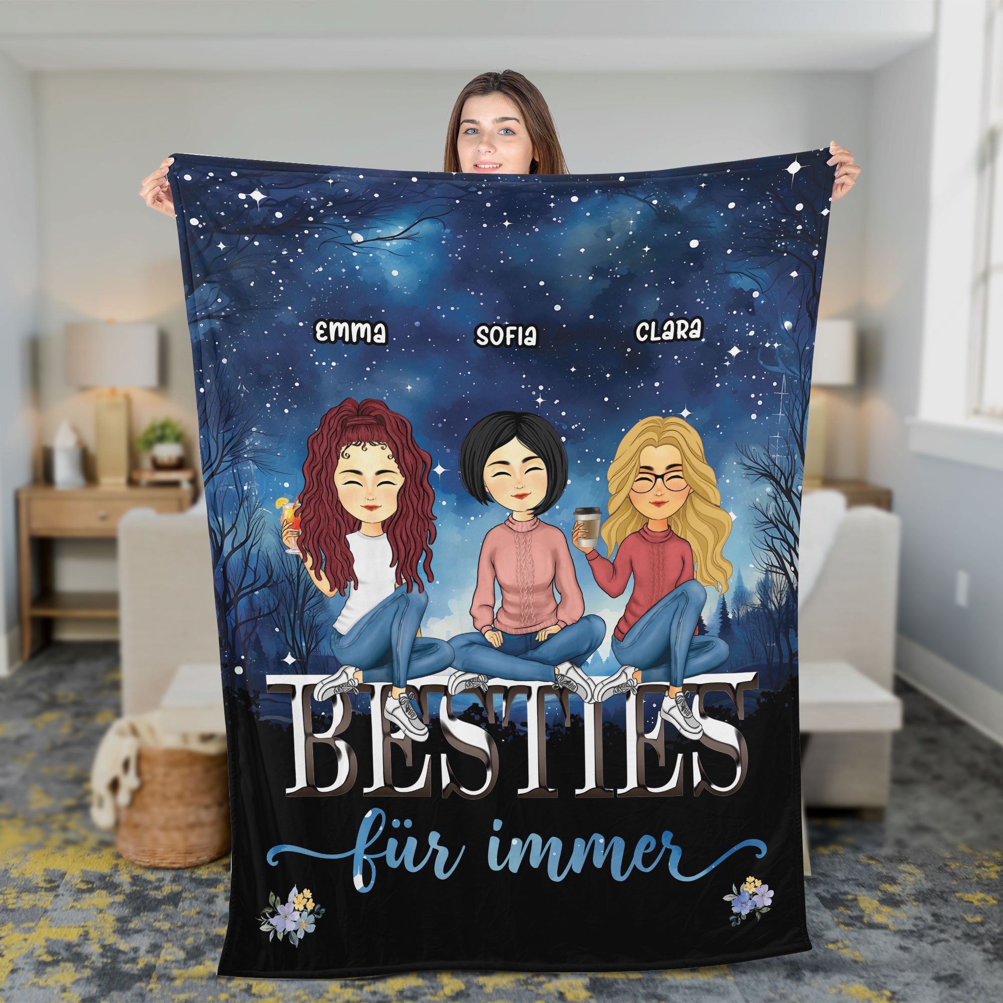 Personalisierte Besties Decke - Individuelle beste Freundin Decke - Geschenk für die beste Freundin