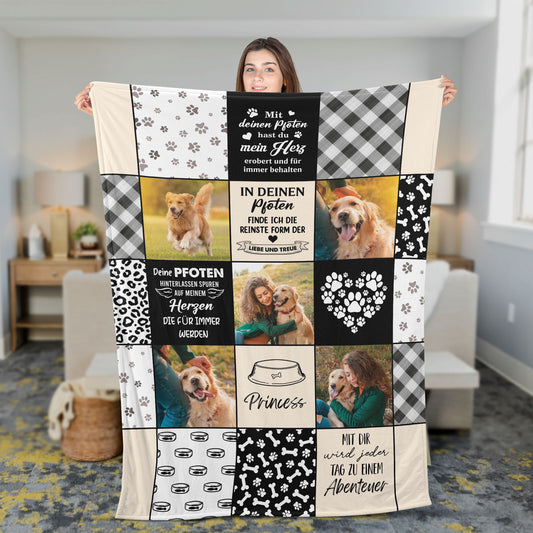 Personalisierte Haustier Hund Katze Decke mit Fotos und Namen - Decke für Tierliebhaber