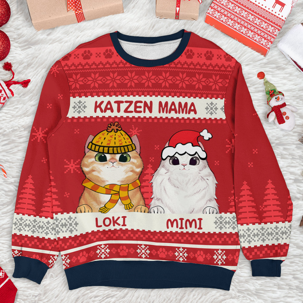 Frohe Weihnachten, Katzenmama Katzenpapa Sweatshirt - Personalisiertes Hässliches Weihnachtspullover – Weihnachtsgeschenk