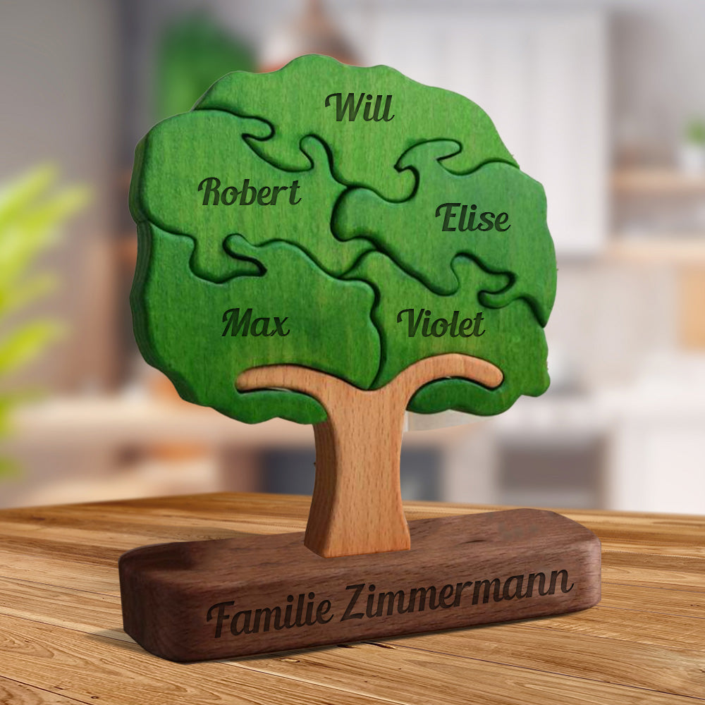 Personalisierter Lebensbaum aus Holz - Puzzle Holzfamilie - Holzbaum-Schnitzereien