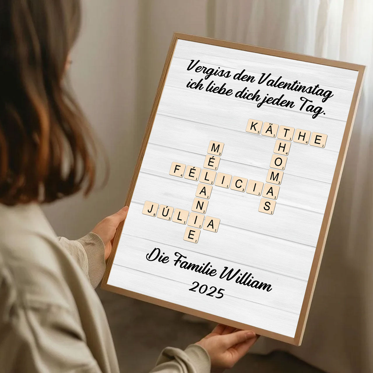 Kreuzworträtsel-Kunst für die Familie – Personalisierte Leinwand und Poster – Geschenk zum Valentinstag