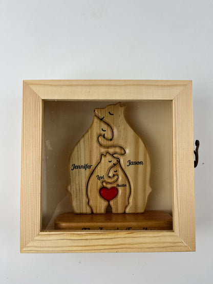 Holz-Schaukastenrahmen mit klarer Acrylscheibe und Scharniertür - Staubdichte Vitrine mit kursiver Schrift  (nur Box)