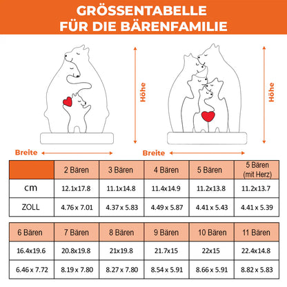 Buntes Namens-Holzbären-Familien-Puzzle in Bärenform mit individuellem Namen - Erntedankfest, Weihnachten