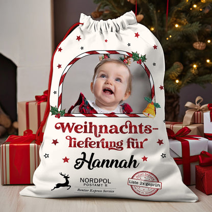 Glitzernde Weihnachts-Sonderlieferung Geschenksack - Personalisierter Weihnachtsmann sack - Weihnachtlicher Geschenkesack