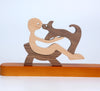 Hunde-Katzen-Familienstatue aus Holz – Hölzerne Schnitzornamente für Welpen, Geschenk für Tierliebhaber, Holzskulptur für Heimbüro