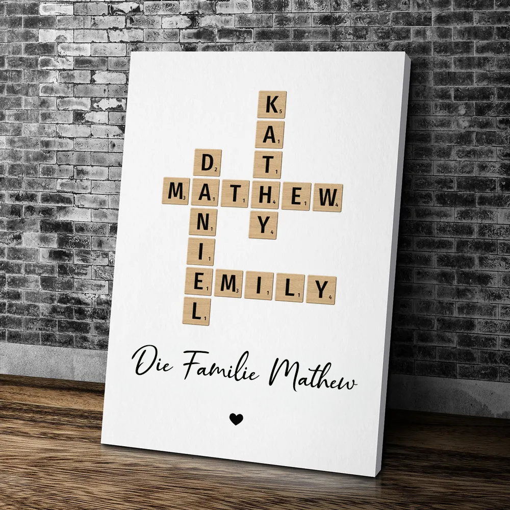 Familien-Kreuzworträtsel-Kunst - Personalisiertes Poster und Leinwand
