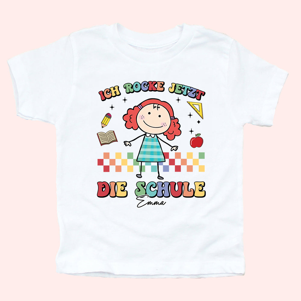 Ich Rocke Jetzt Die Schule T-Shirt - Personalisiertes Kleinkind T-Shirt - Geschenk zum Schulanfang für Kinder