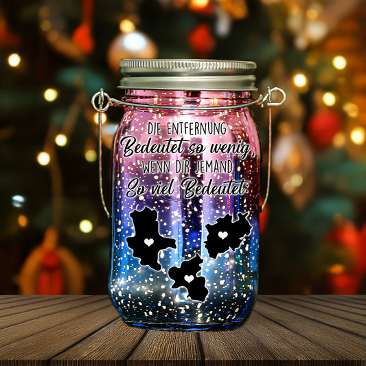 Personalisierte Mason Jar Solarlichter - Für liebevolle Erinnerungen an Familie & Freunde
