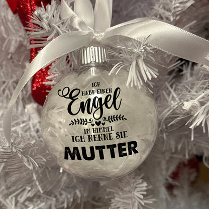 Gedenkengel im Himmel - Weihnachtsornament Federkugel - Stilvolles Gedenk-Weihnachtsornament