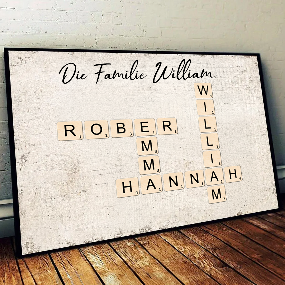 Familien-Kreuzworträtsel-Kunst - Hundeporträts auf Leinwand, Geschenk personalisiertes Poster Haustiergemälde