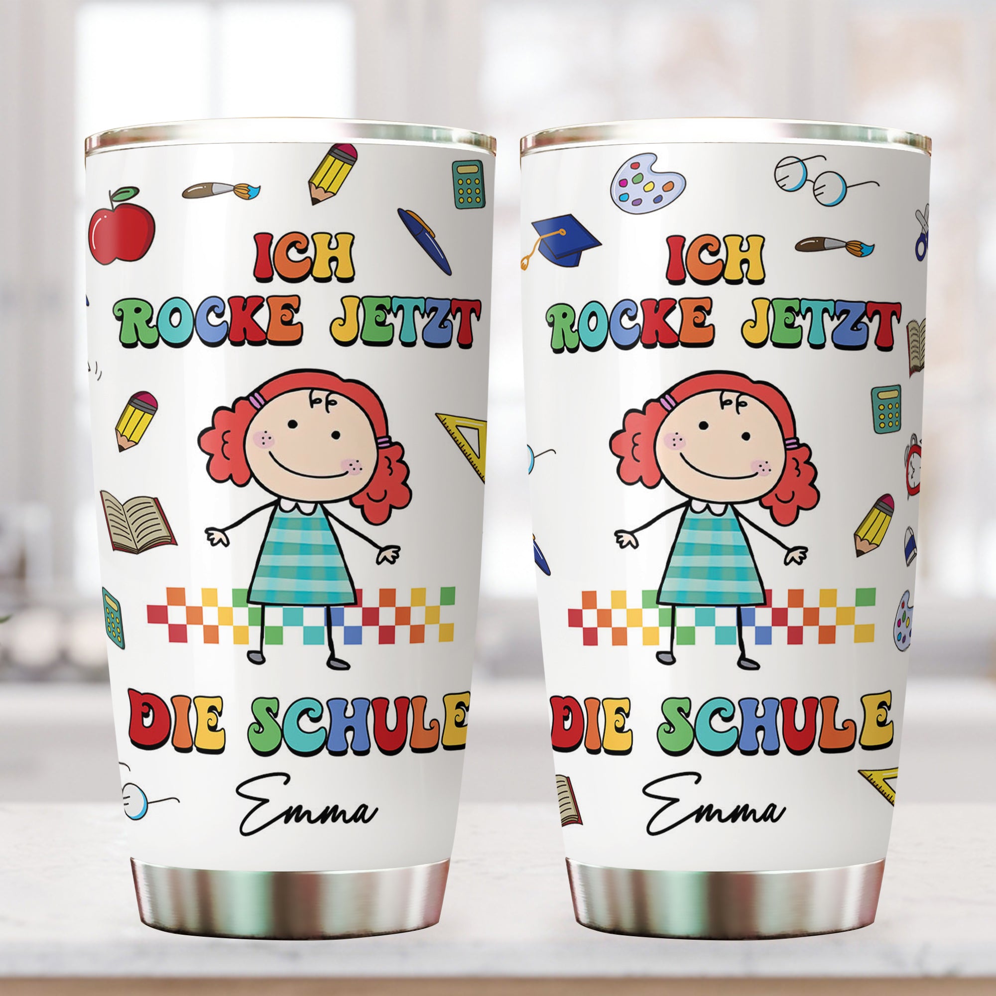 Personalisierter Ich Rocke Jetzt Die Schule Tumbler - Personalisierter Schulkind Tumbler - Tumbler Für Kinder Einschulung