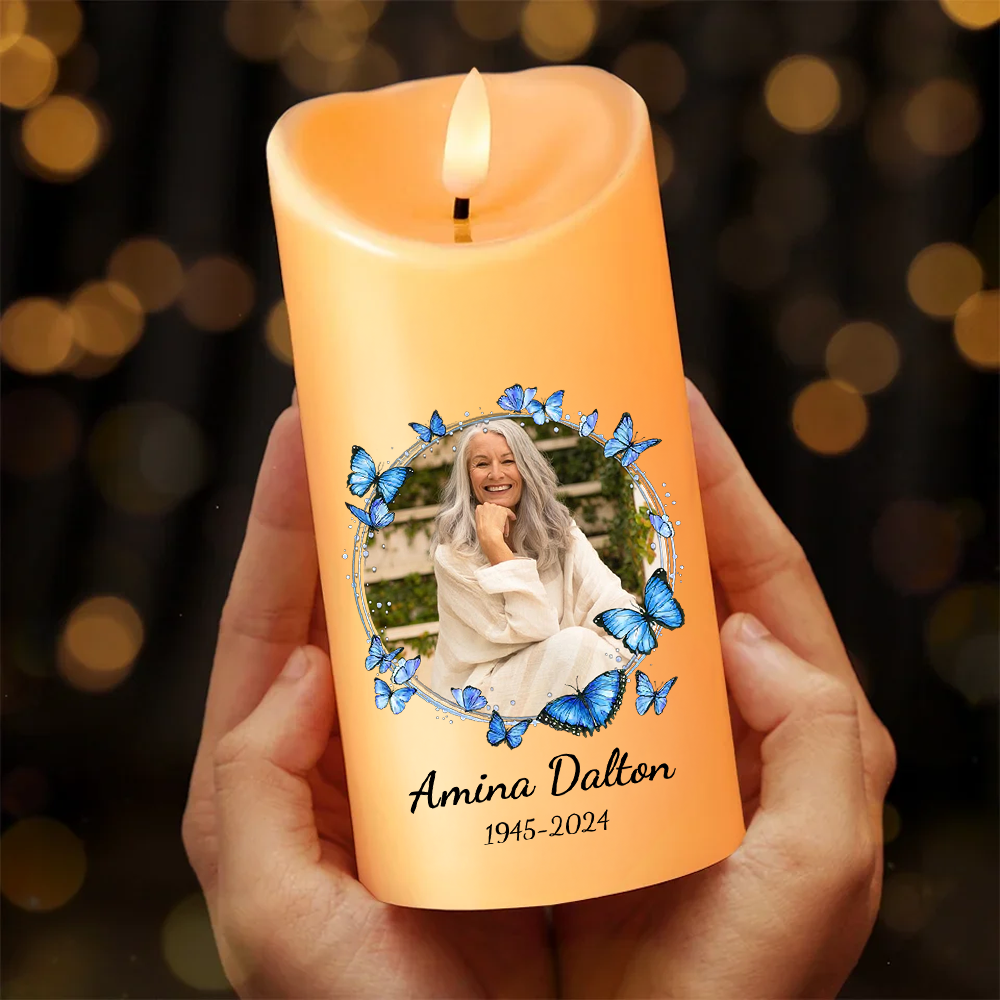 Personalisierte LED-Kerze mit Foto - Dein Andenken lebt weiter - Weihnachtsgeschenk für Familienmitglieder