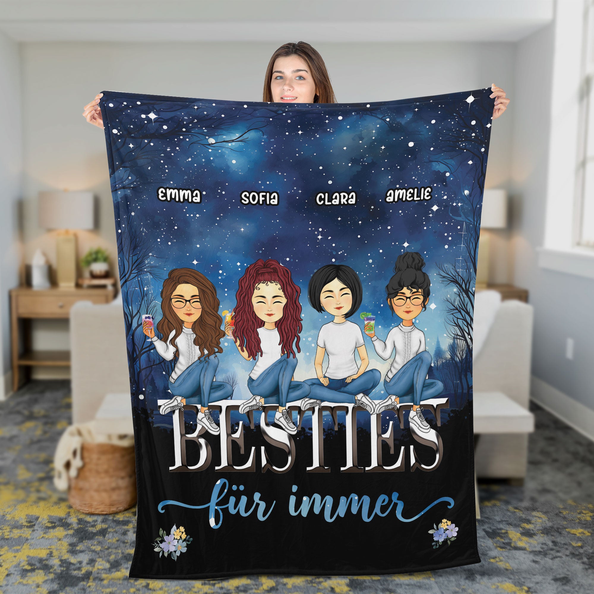 Personalisierte Besties Decke - Individuelle beste Freundin Decke - Geschenk für die beste Freundin