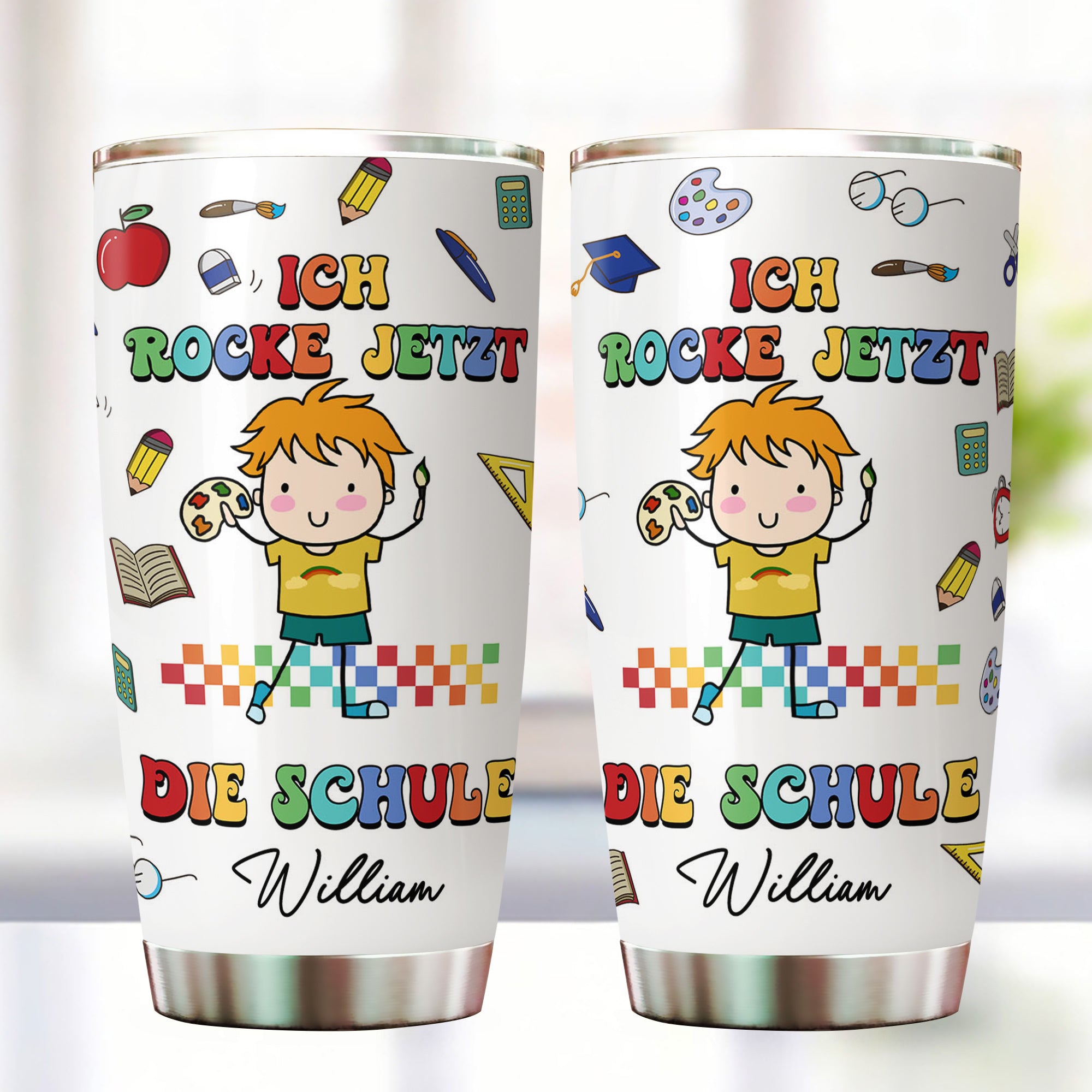 Personalisierter Ich Rocke Jetzt Die Schule Tumbler - Personalisierter Schulkind Tumbler - Tumbler Für Kinder Einschulung