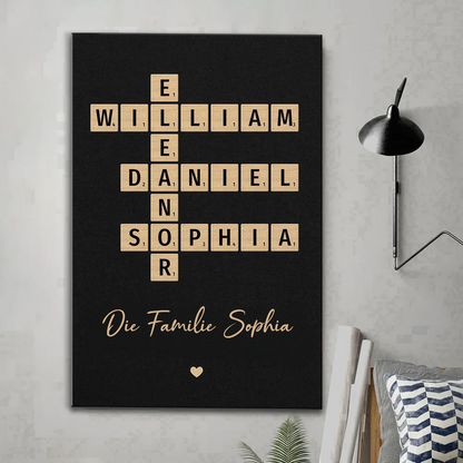 Familien-Kreuzworträtsel-Kunst - Personalisiertes Poster und Leinwand