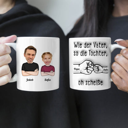 Wie Vater wie Tochter Fauststoß-Handschlag - Personalisierte Tasse - Geschenk für Vater und Tochter