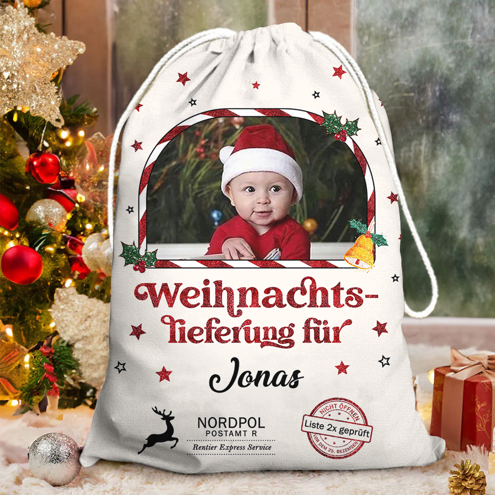 Glitzernde Weihnachts-Sonderlieferung Geschenksack - Personalisierter Weihnachtsmann sack - Weihnachtlicher Geschenkesack