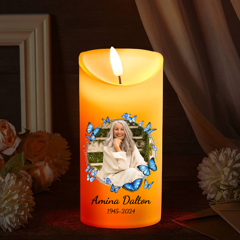 Personalisierte LED-Kerze mit Foto - Dein Andenken lebt weiter - Weihnachtsgeschenk für Familienmitglieder