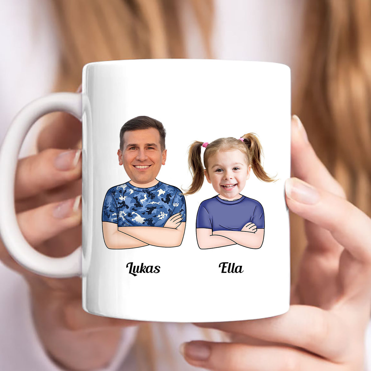 Wie Vater wie Tochter Fauststoß-Handschlag - Personalisierte Tasse - Geschenk für Vater und Tochter