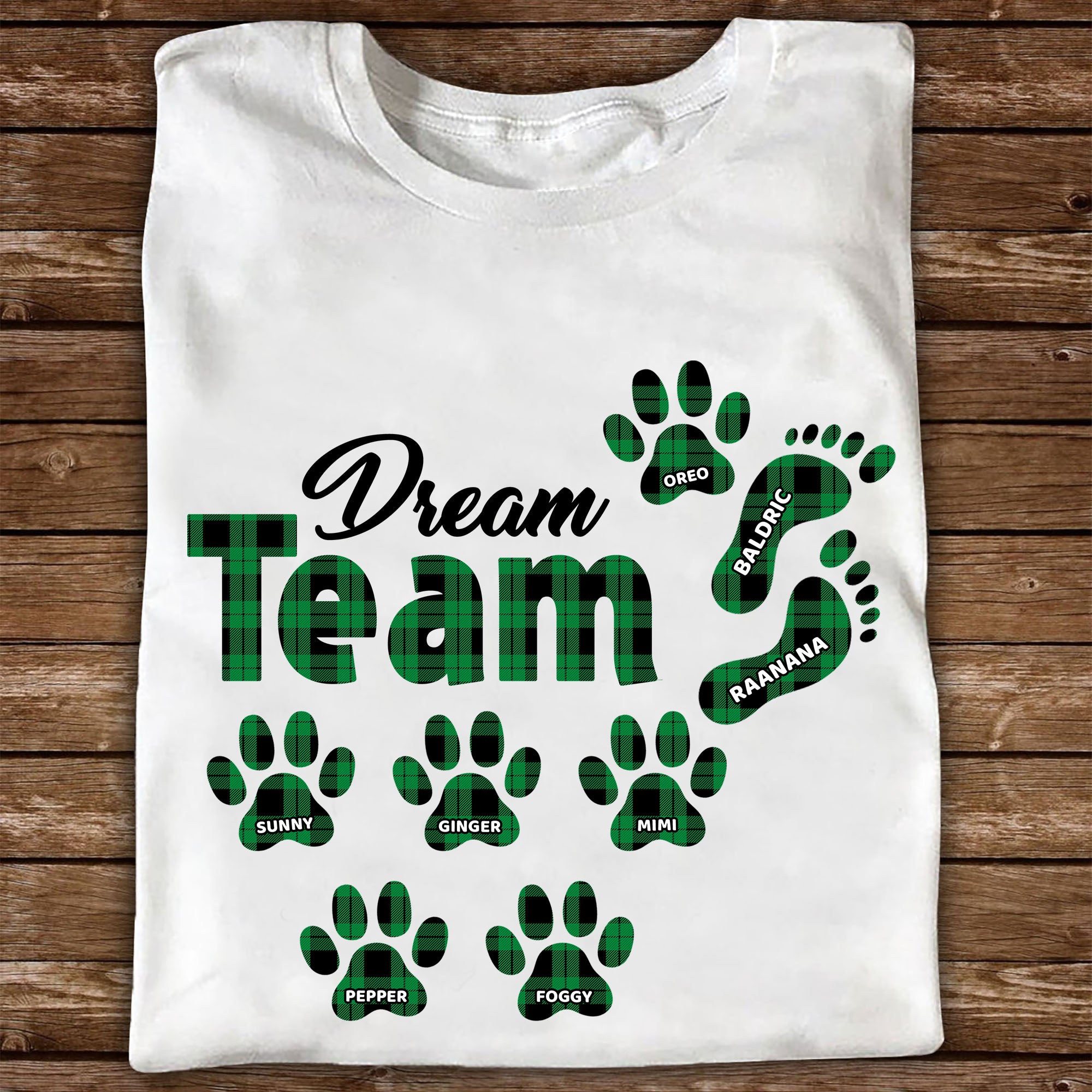 Personalisiertes Dream Team T-Shirt - Individuelles T-Shirt für Hundepapa Hundemama - Weihnachtsgeschenk für Hundeliebhaber