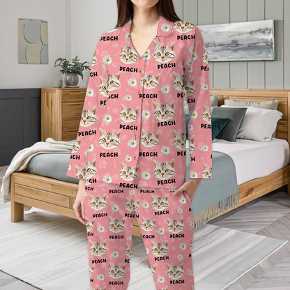 Personalisierte Weihnachts Flanell Mit Fotos Und Namen Für Hunde Und Katzen - Schlafshirt Für Haustierliebhaber