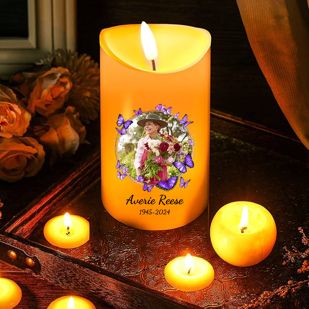 Personalisierte LED-Kerze mit Foto - Dein Andenken lebt weiter - Weihnachtsgeschenk für Familienmitglieder
