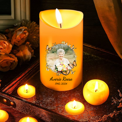 Personalisierte LED-Kerze mit Foto - Dein Andenken lebt weiter - Weihnachtsgeschenk für Familienmitglieder