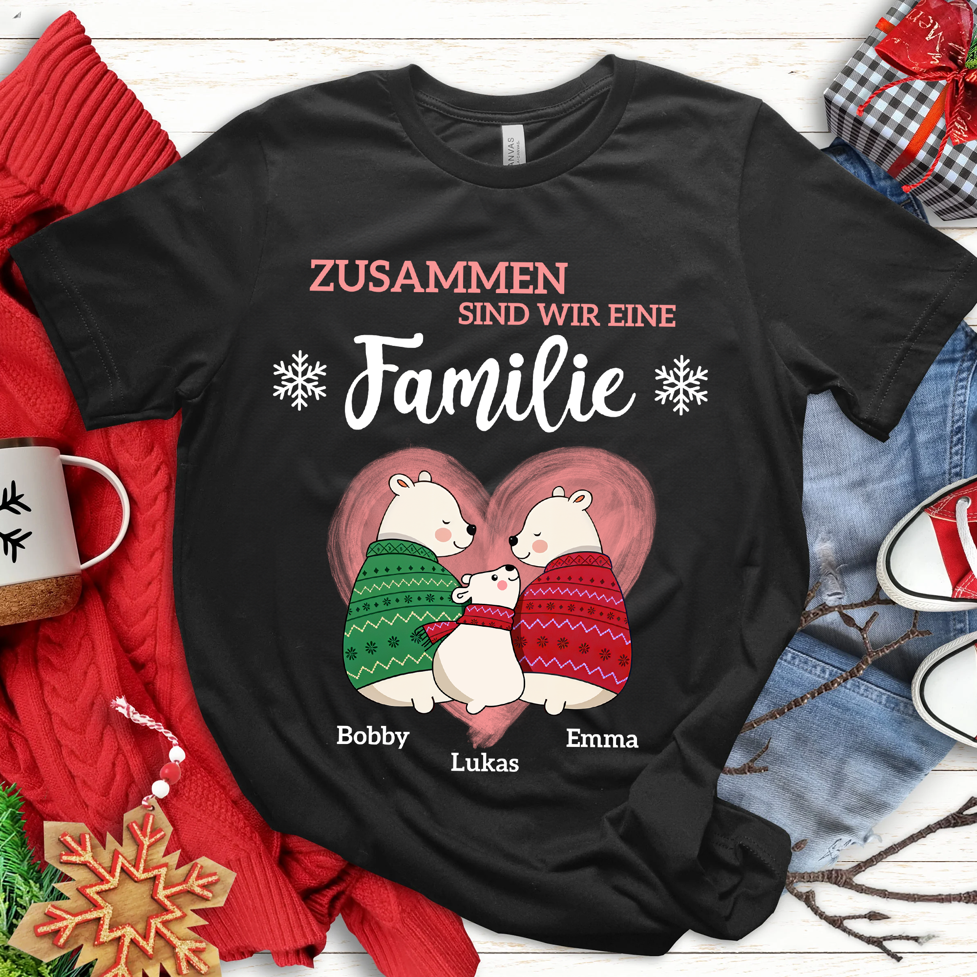 Zusammen Sind Wir Eine Familie T-Shirt - ersonalisiertes Familien-Bär-Shirt - Familien-Weihnachtsshirts