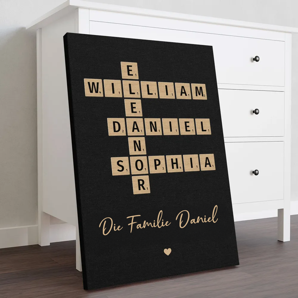 Familien-Kreuzworträtsel-Kunst - Personalisiertes Poster und Leinwand