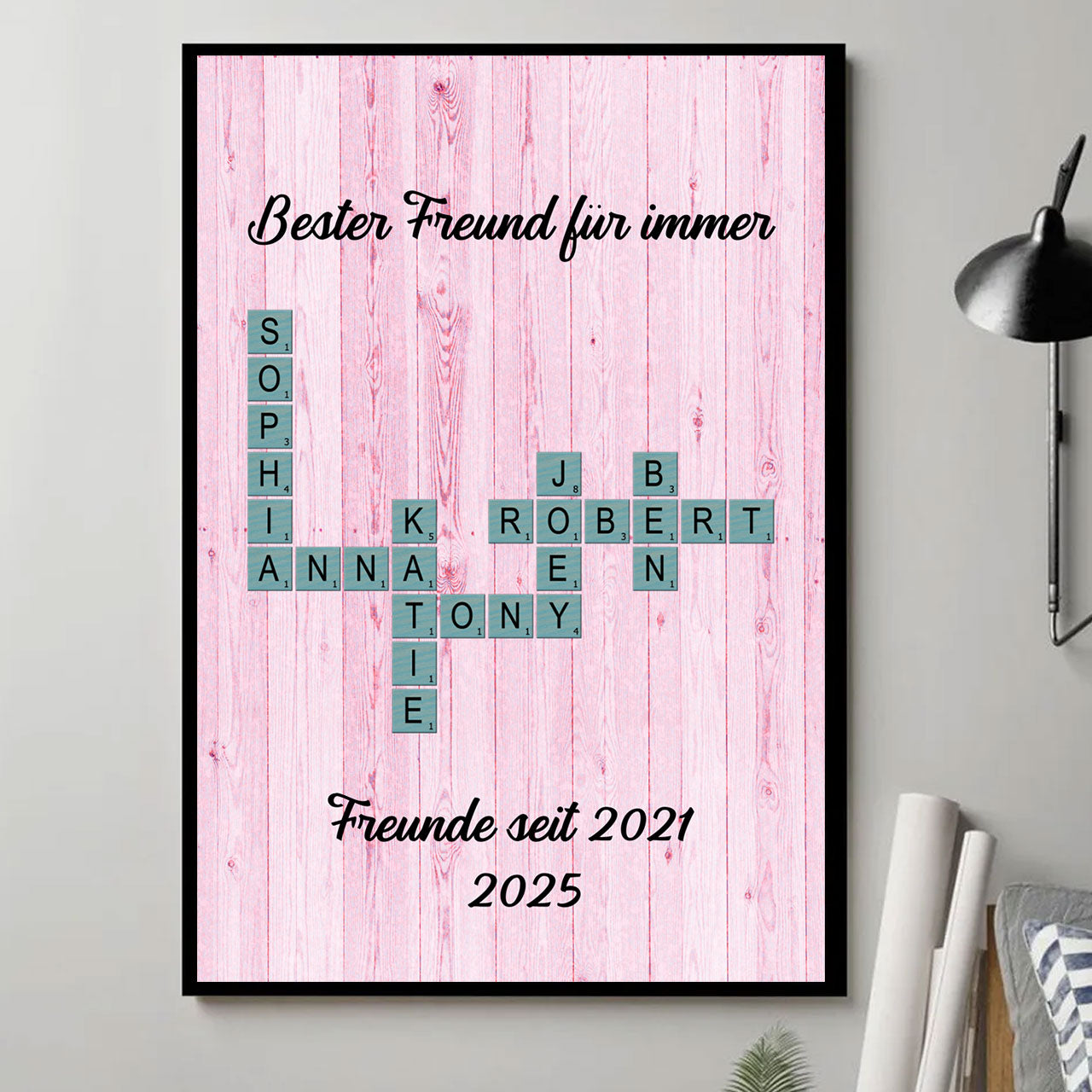 Kreuzworträtsel-Kunst für die Familie – Personalisierte Leinwand und Poster – Geschenk zum Valentinstag
