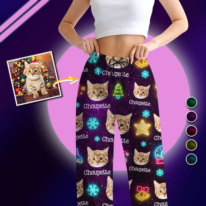 Lustige Weihnachtsfoto-Pyjama-Set mit Leuchtmotiven - Personalisierte Weihnachtspyjamas