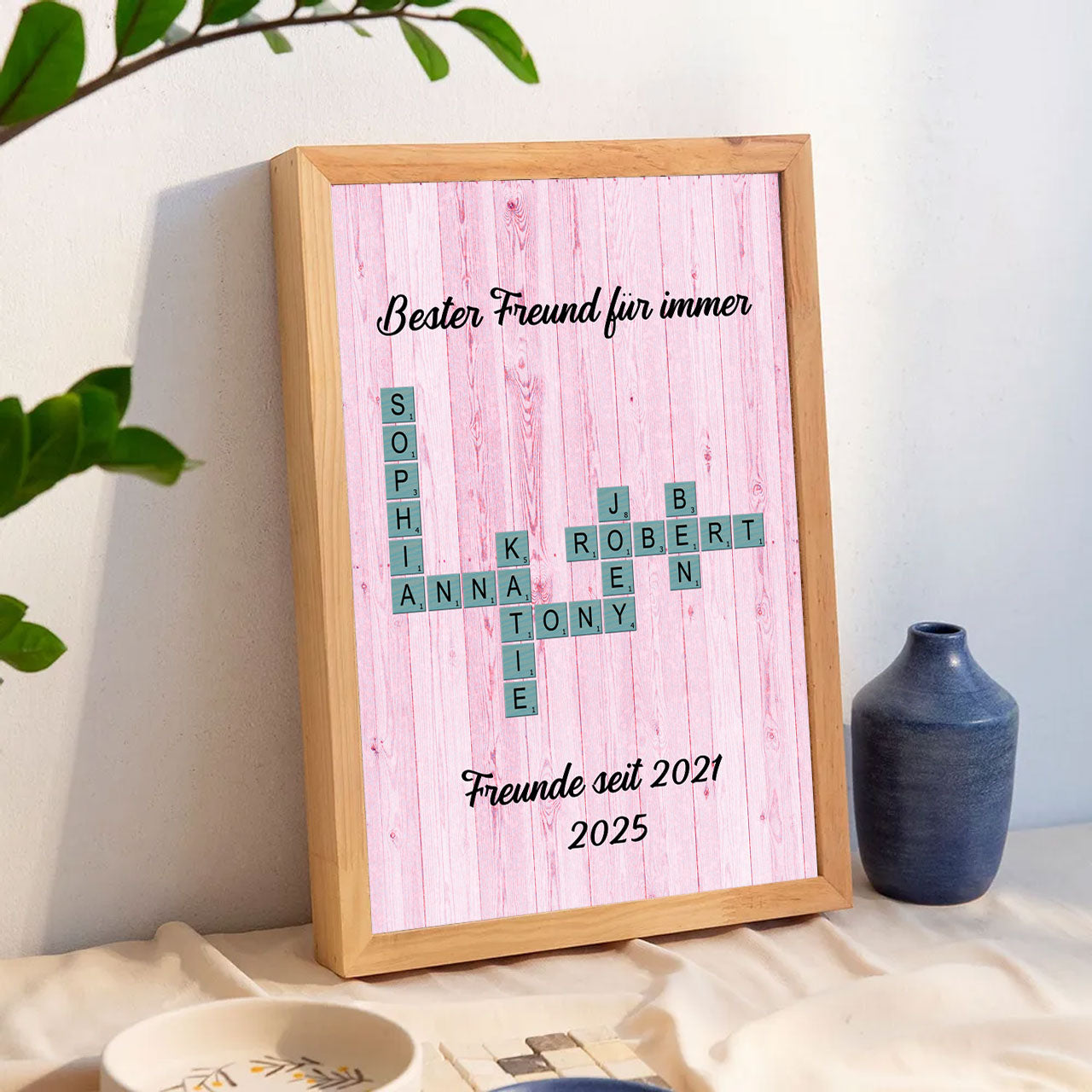 Kreuzworträtsel-Kunst für die Familie – Personalisierte Leinwand und Poster – Geschenk zum Valentinstag