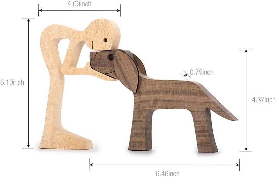 Hunde-Katzen-Familienstatue aus Holz – Hölzerne Schnitzornamente für Welpen, Geschenk für Tierliebhaber, Holzskulptur für Heimbüro