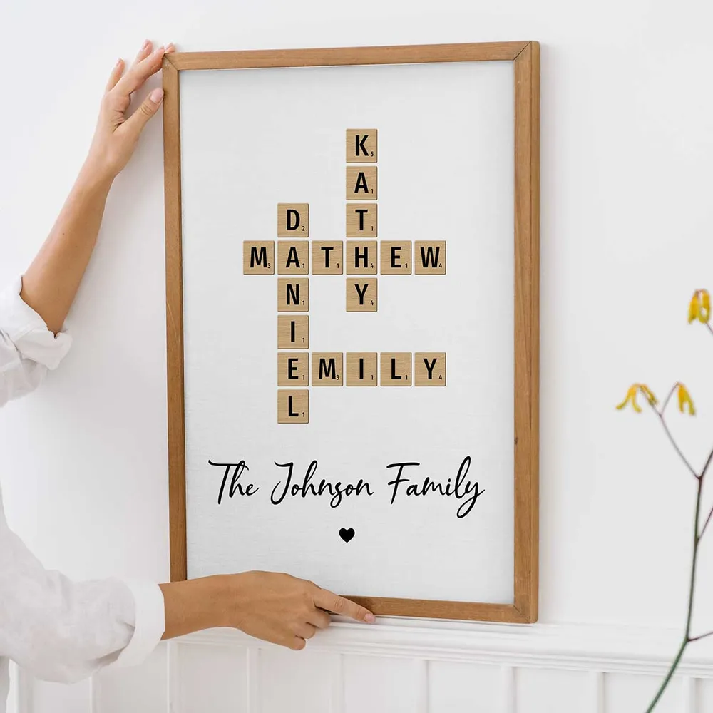 Familien-Kreuzworträtsel-Kunst - Personalisiertes Poster und Leinwand