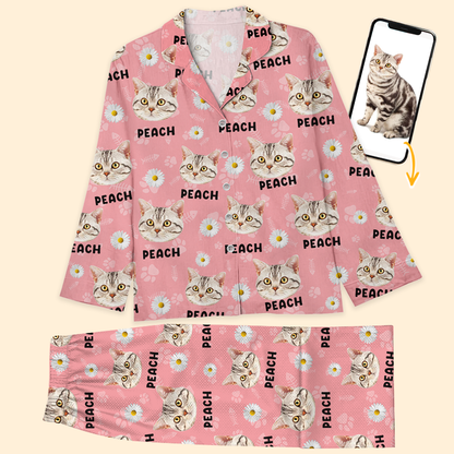 Personalisierte Weihnachts Flanell Mit Fotos Und Namen Für Hunde Und Katzen - Schlafshirt Für Haustierliebhaber