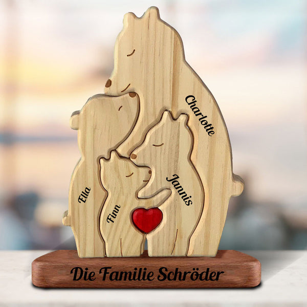 Personalisiertes Familienpuzzle Aus Holz – Holzbären-Set Mit Gravur Für Namen (4 Bären)