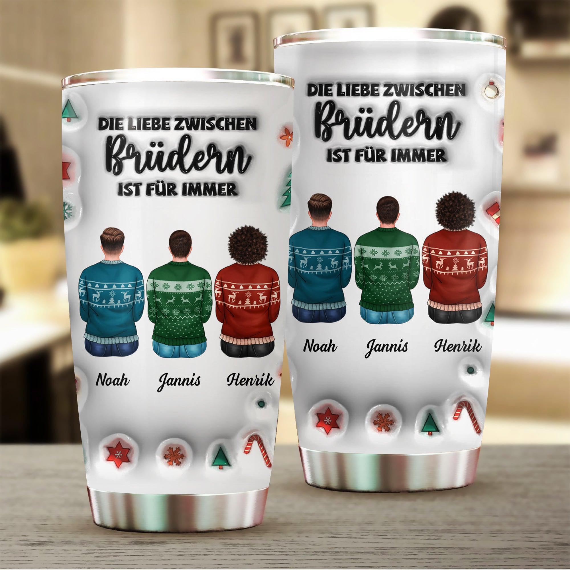 Die Liebe zwischen Familie ist für immer - Personalisierter 3D-Effekt Tumbler - Personalisierter 20oz Tumbler