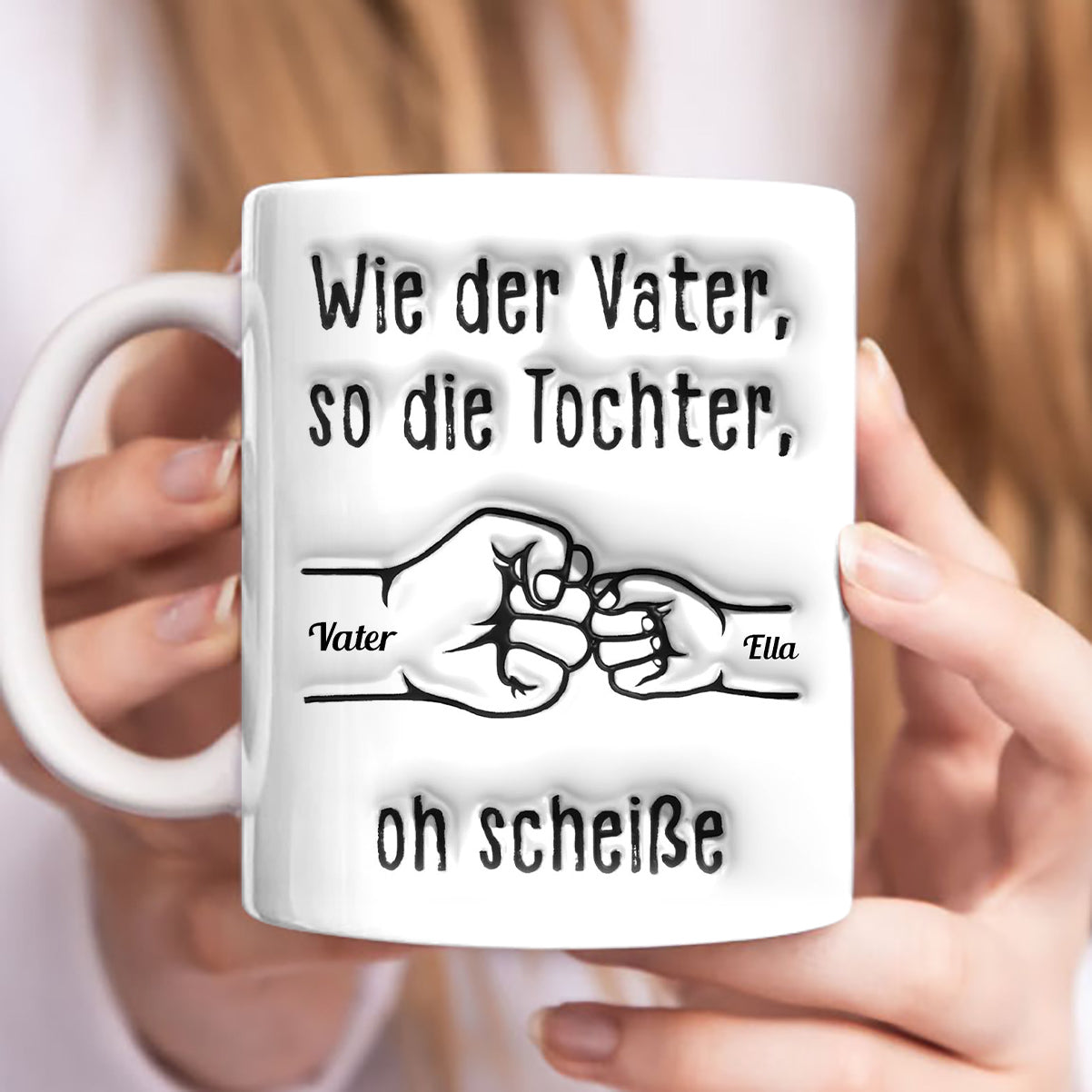Wie Vater wie Tochter Fauststoß-Handschlag - Personalisierte Tasse - Geschenk für Vater und Tochter
