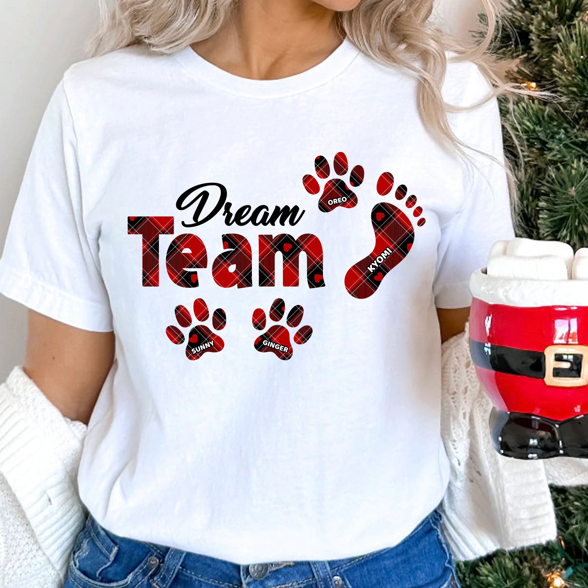 Personalisiertes Dream Team T-Shirt - Individuelles T-Shirt für Hundepapa Hundemama - Weihnachtsgeschenk für Hundeliebhaber