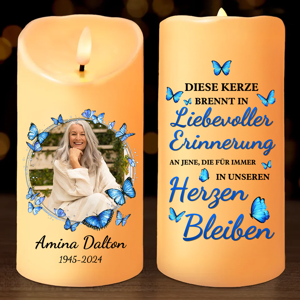 Personalisierte LED-Kerze mit Foto - Dein Andenken lebt weiter - Weihnachtsgeschenk für Familienmitglieder