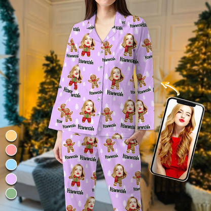 Lebkuchen-Weihnachtspyjama-Set - Personalisierte Weihnachtsfoto-Pyjamas