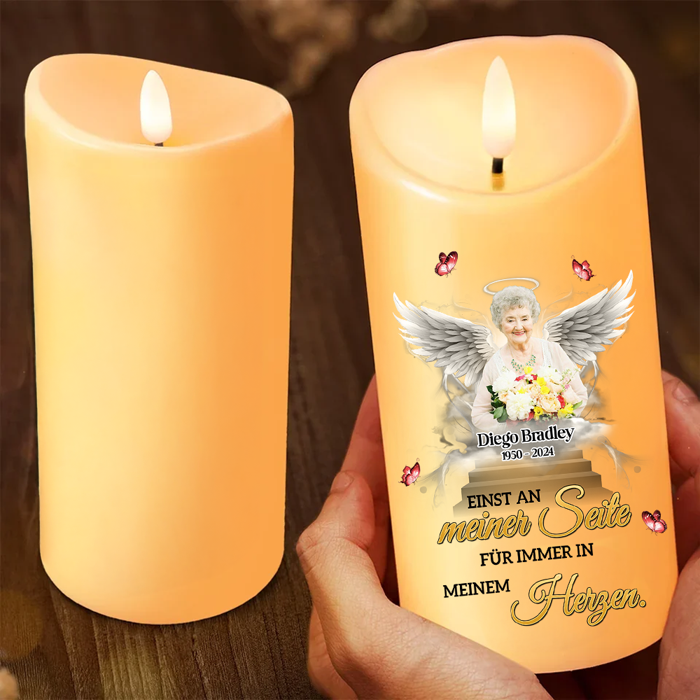 Ich Bin Immer Bei Dir - Personalisierte LED-Gedenkkerze - Weihnachtsgeschenk, Kondolenzgeschenk für Familienmitglieder